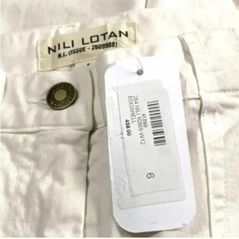 Nili Lotan NWT Oakland Wide-Leg Stretch Twill Pant in Eggshell Women's Size 6 - Picture 10 of 10